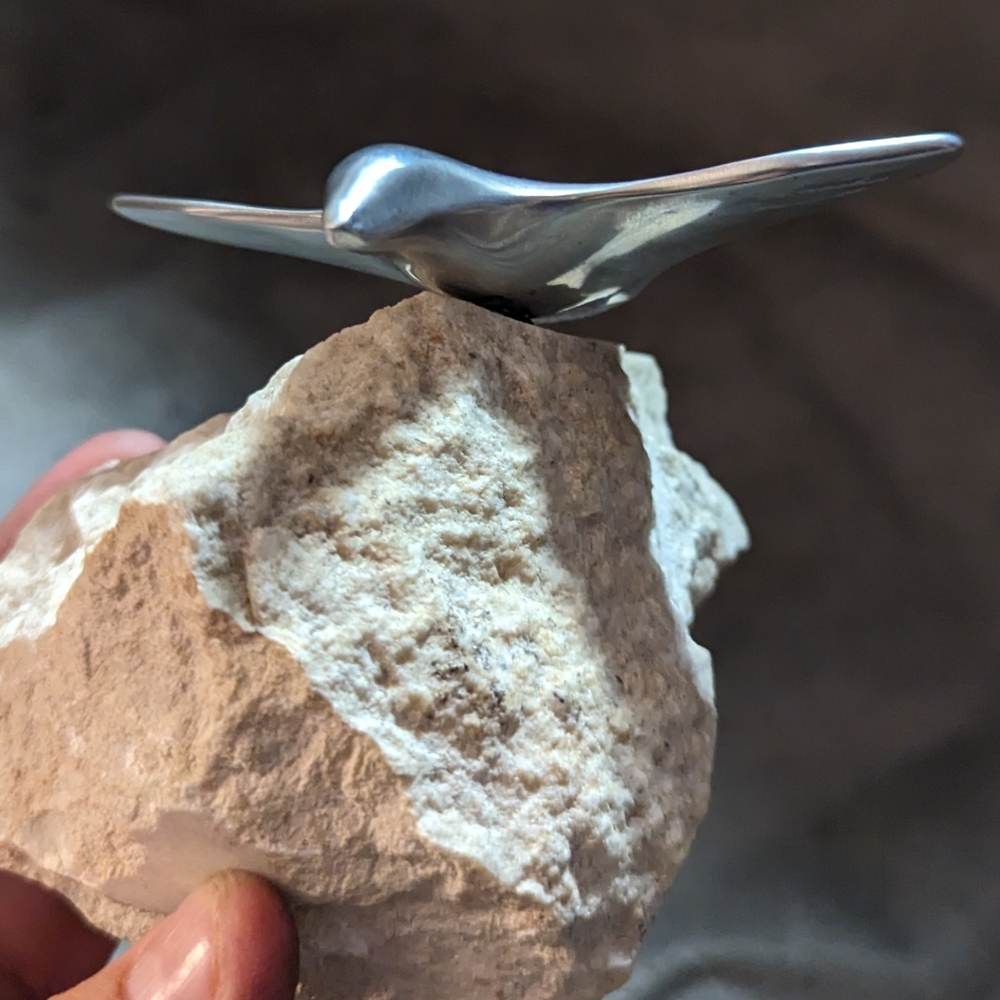 Hoselton Aluminum Seagull Sculpture on Stone Signed